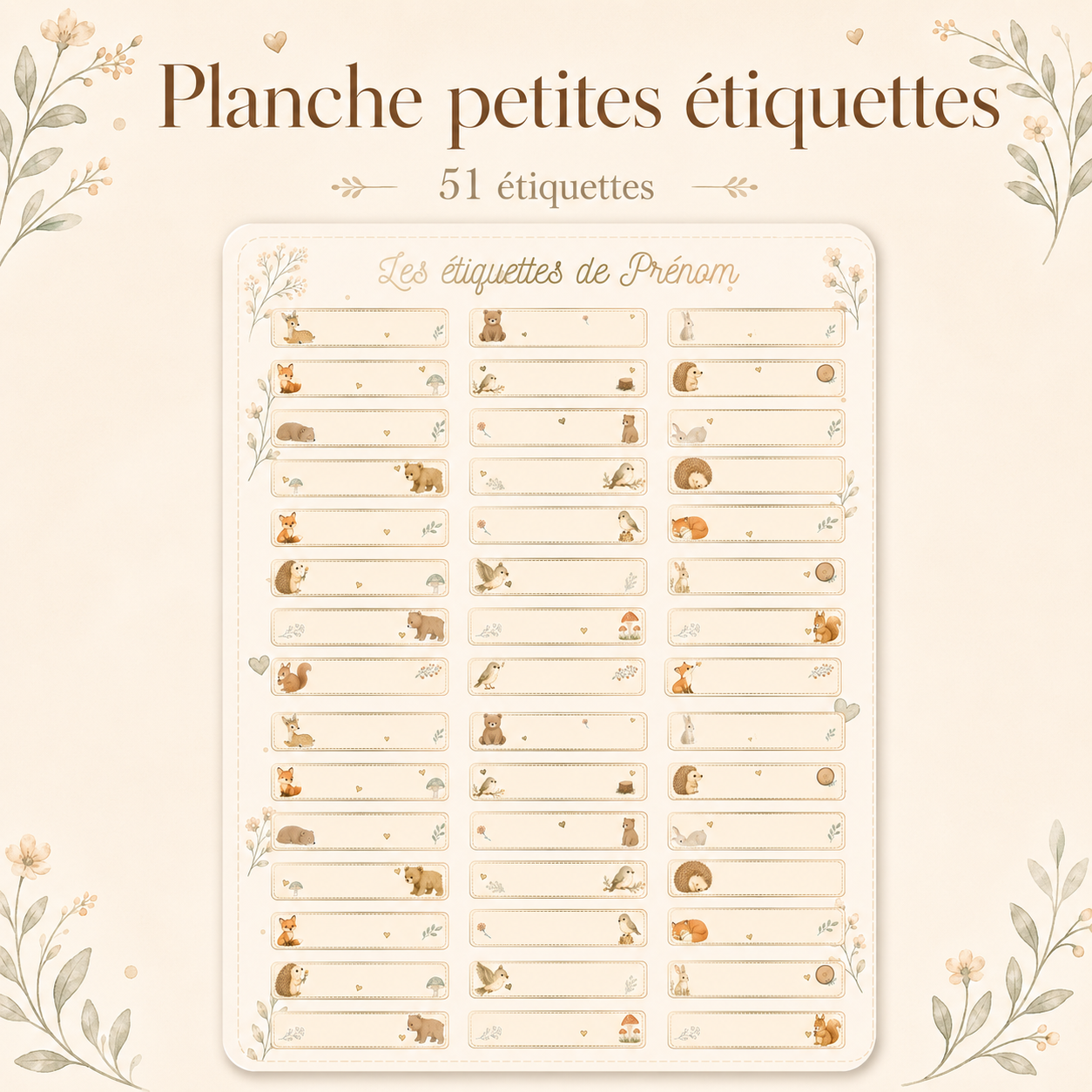 Etiquettes prénom Personnalisables (Planche)
