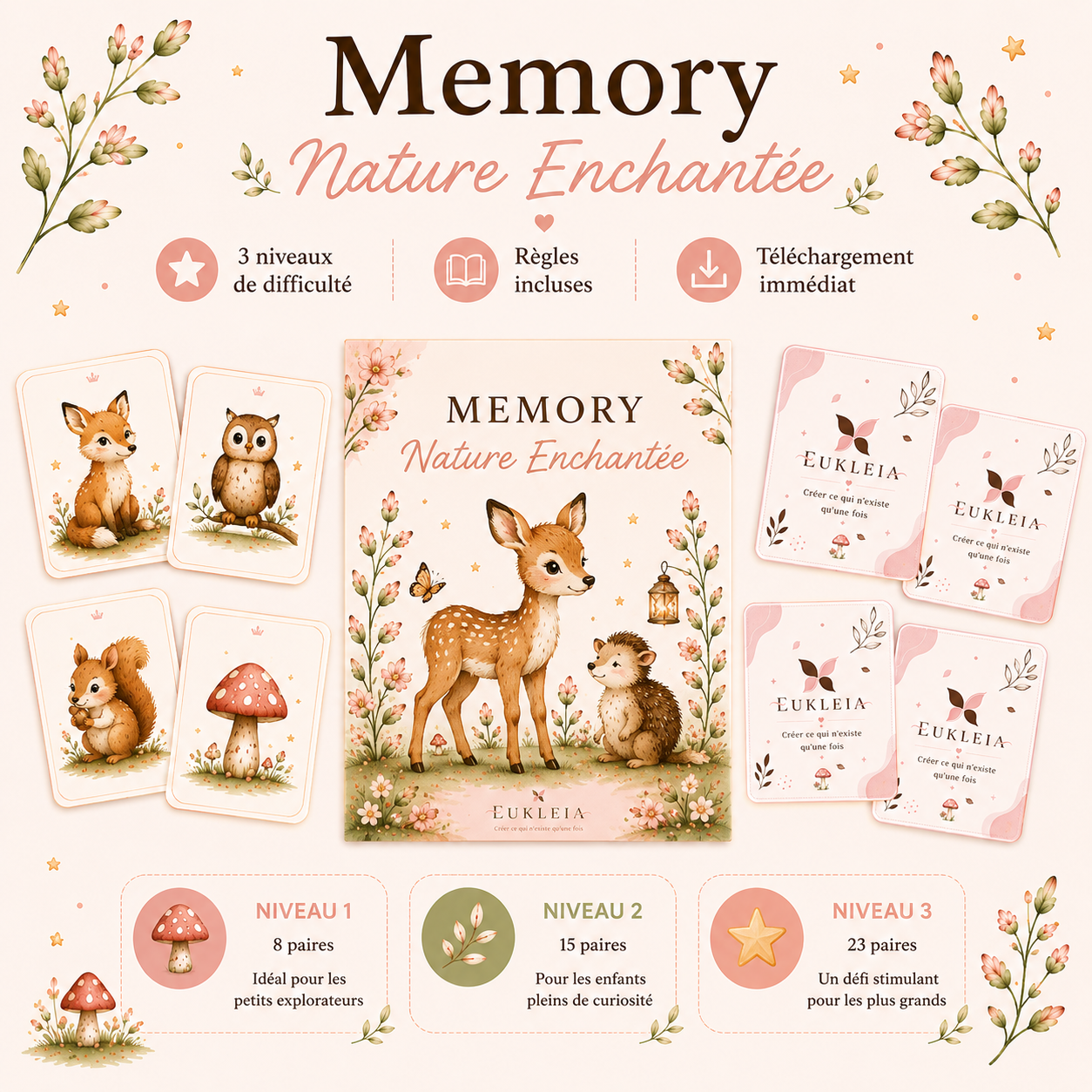 3 niveaux Memory à imprimer