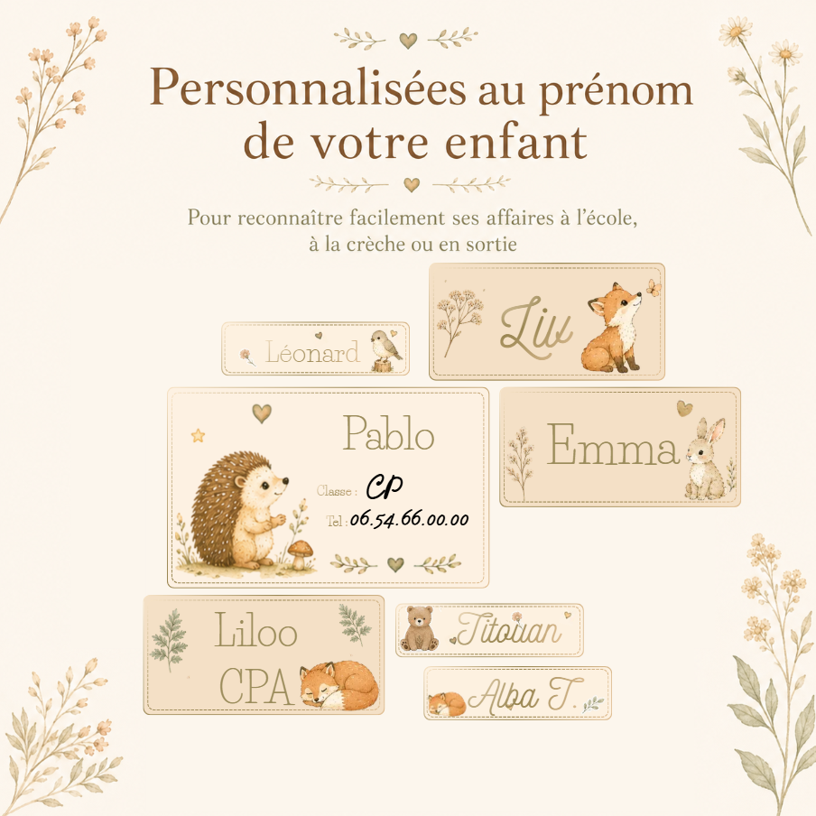 Etiquettes prénom Personnalisables (Planche)